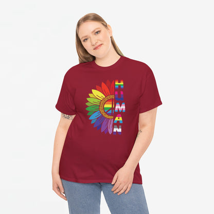 Gay Pride T-shirt - Regenboog Human (witte tekst) - Oversized #4