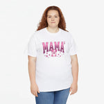 Wit oversized mama T-shirt met roze “MAMA” opschrift en hartjesprint