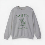 Grijze sweater met SMIT'S Social Club cocktailprint, ronde hals en lange mouwen