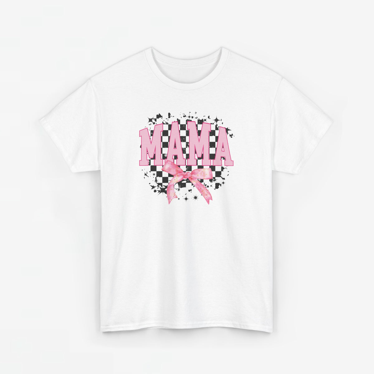 Wit oversized t-shirt met opdruk MAMA en roze strik