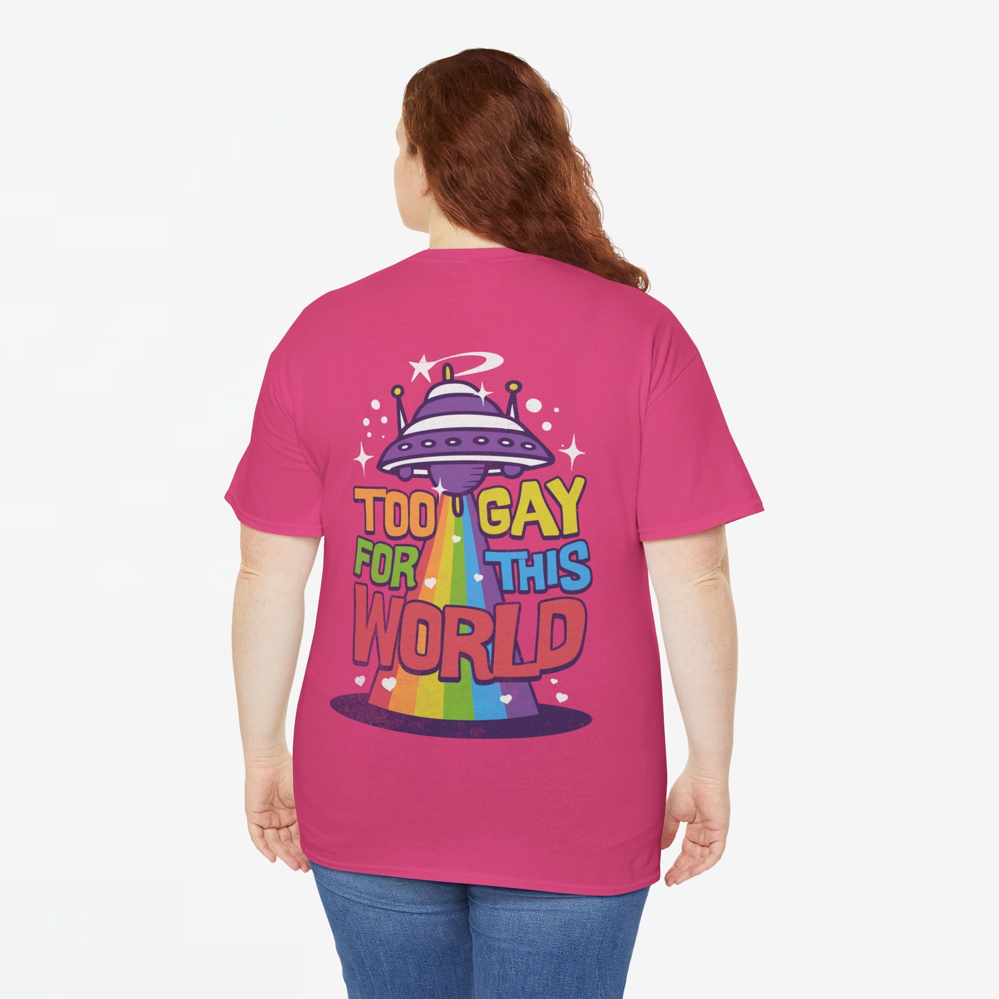 Gay Pride T-shirt - Too Gay For This World - Back Print - Oversized #55