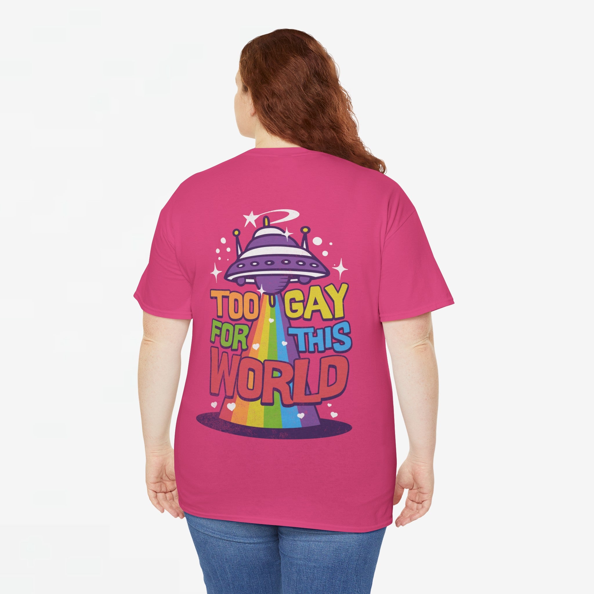 Gay Pride T-shirt - Too Gay For This World - Back Print - Oversized #55