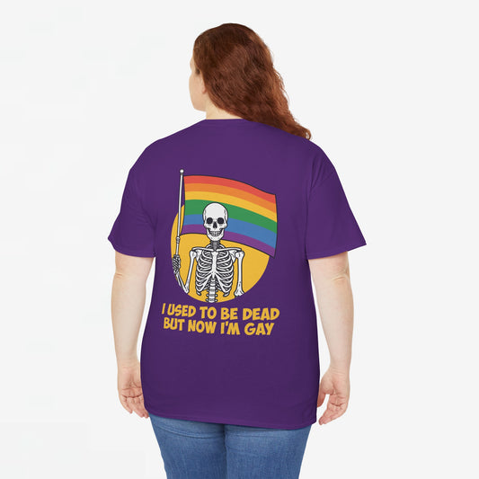 Gay Pride T-shirt - Skelet I used to be dead but now I'm Gay - Back Print - Oversized #78