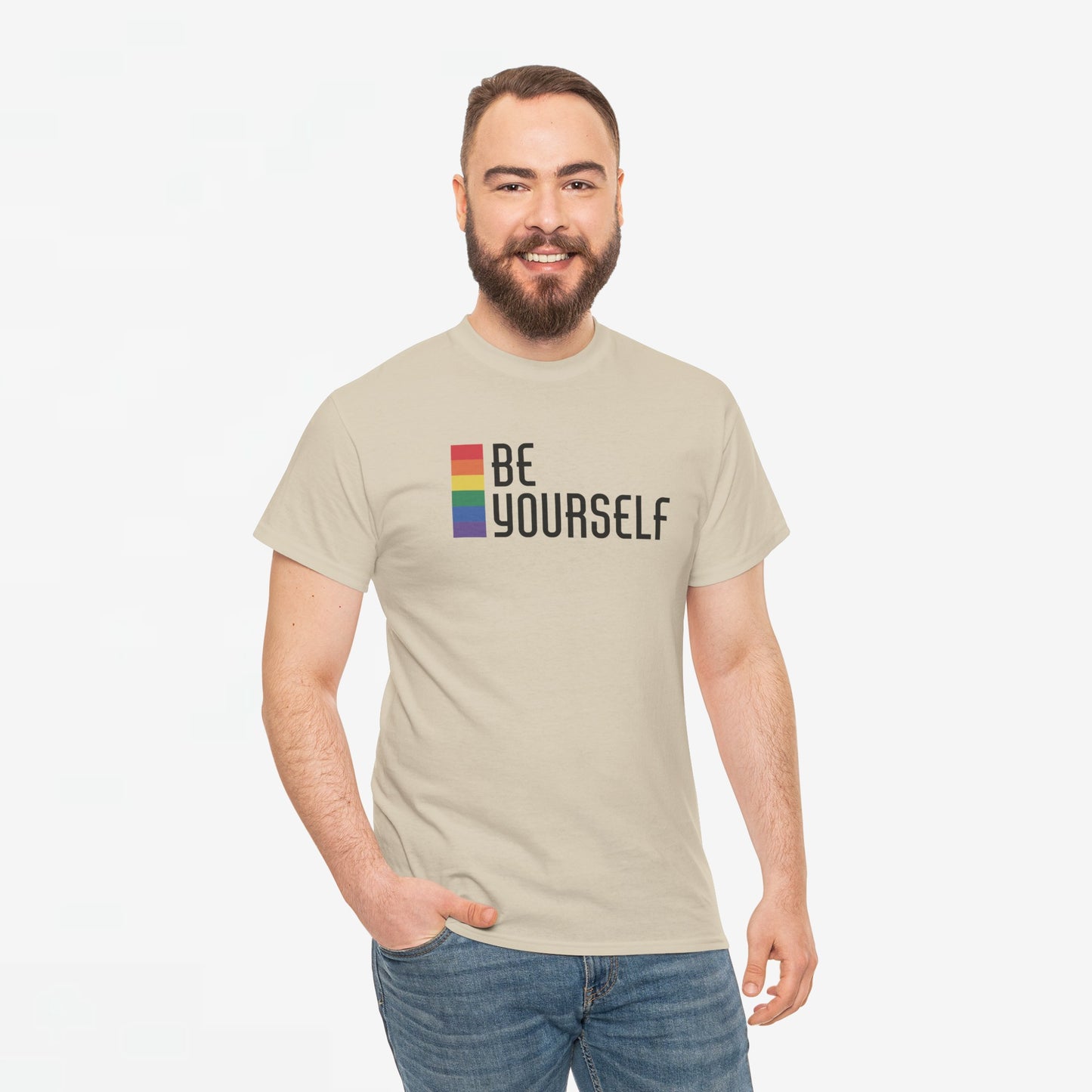 Gay Pride T-shirt - Be Yourself (zwarte tekst) - Oversized #25