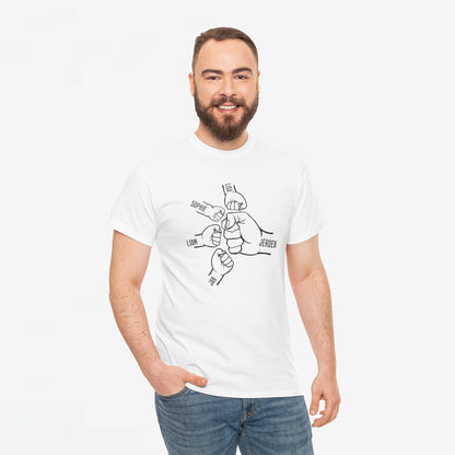 Gepersonaliseerde Vaderdag Papa Cadeau - T-shirt - Fist Bump Papa met namen