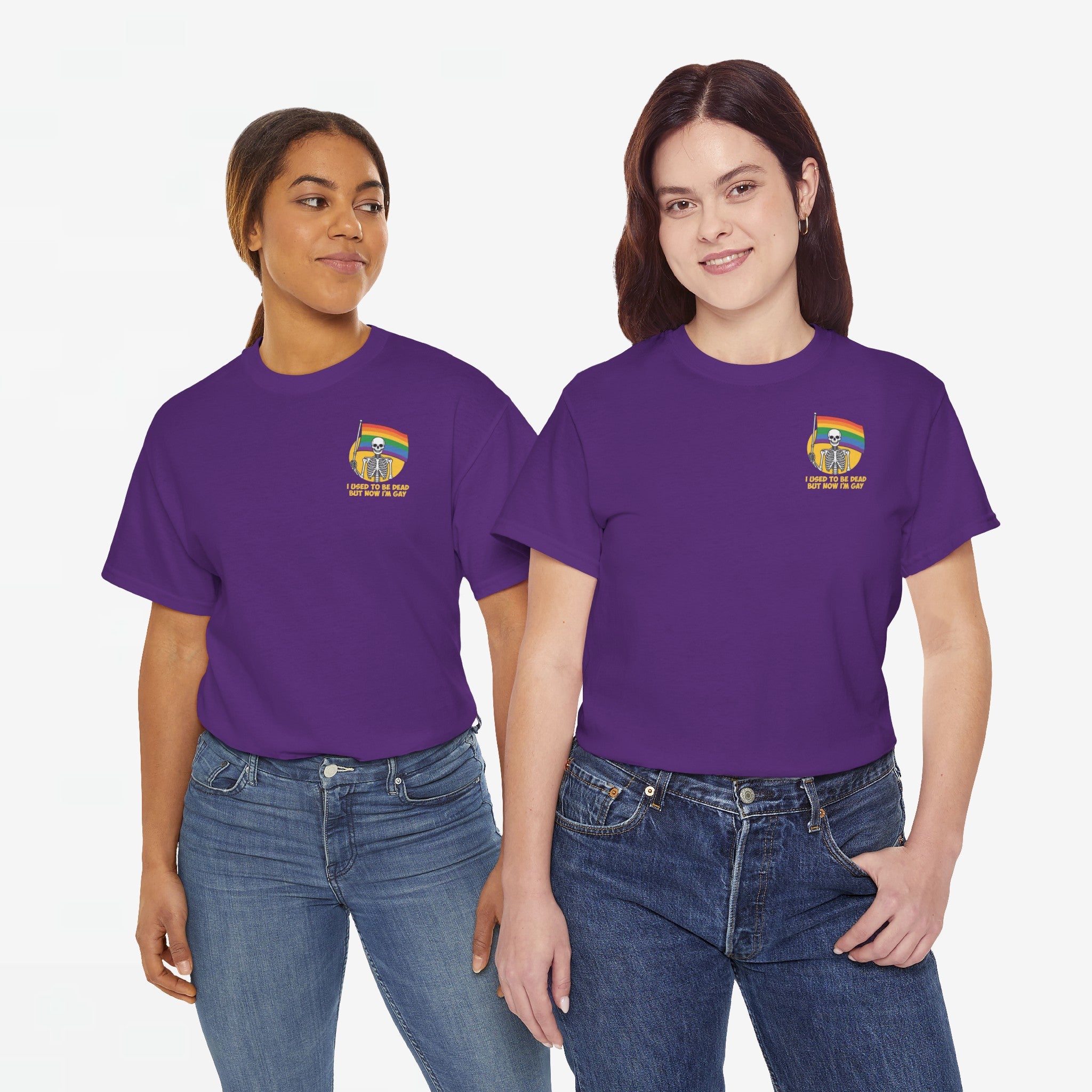 Gay Pride T-shirt - Skelet I used to be dead but now I'm Gay - Back Print - Oversized #78
