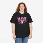 Zwart oversized T-shirt met roze 'MAMA'-print en korte mouwen op model