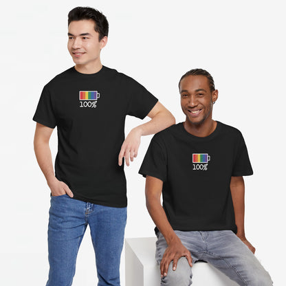 Gay Pride T-shirt - 100% Regenboog (witte tekst) - Oversized #32