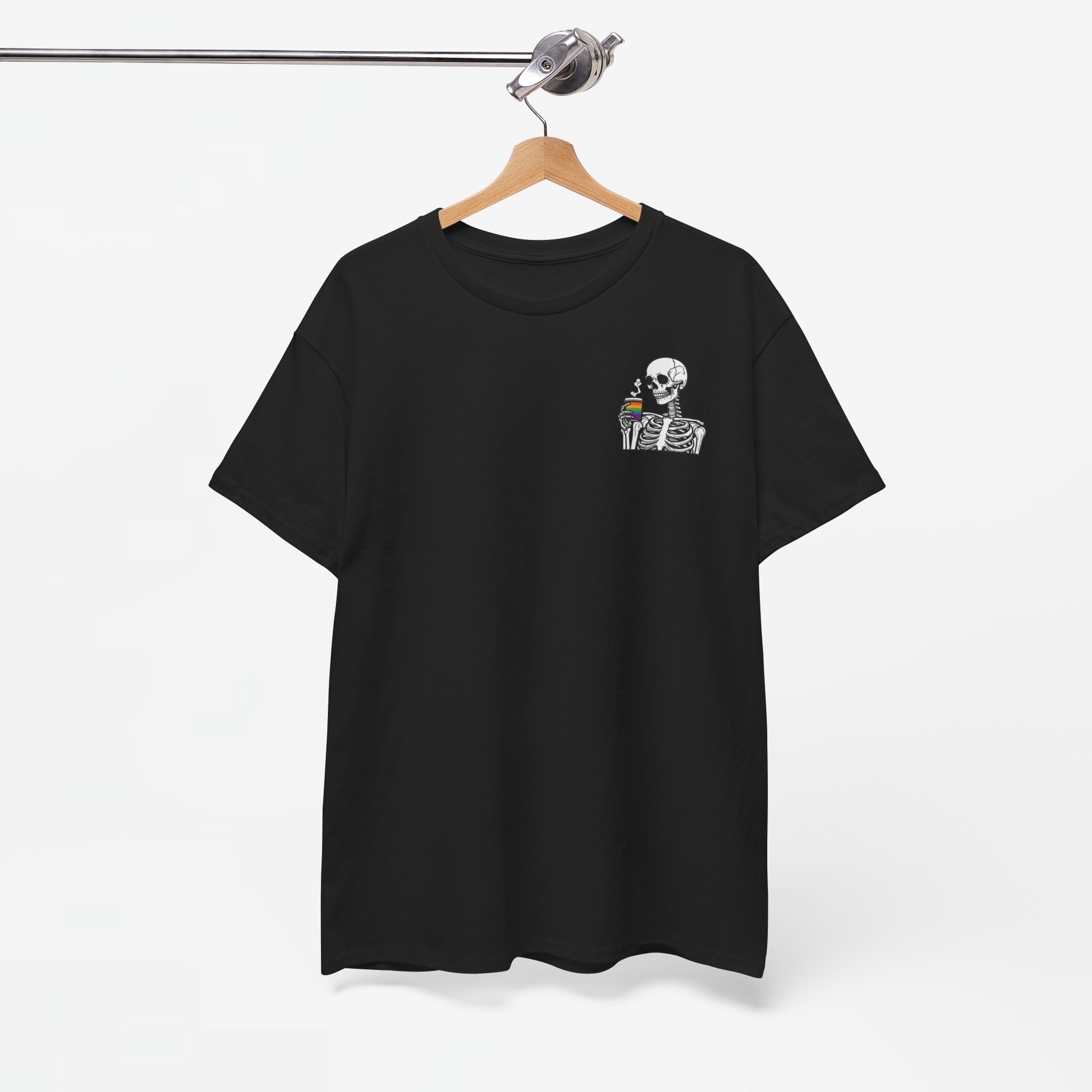 Gay Pride T-shirt - Skelet Regenboog Koffie - Oversized #73