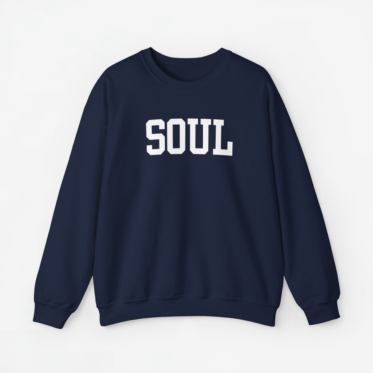 Marineblauwe sweater met opdruk 'SOUL' en lange mouwen
