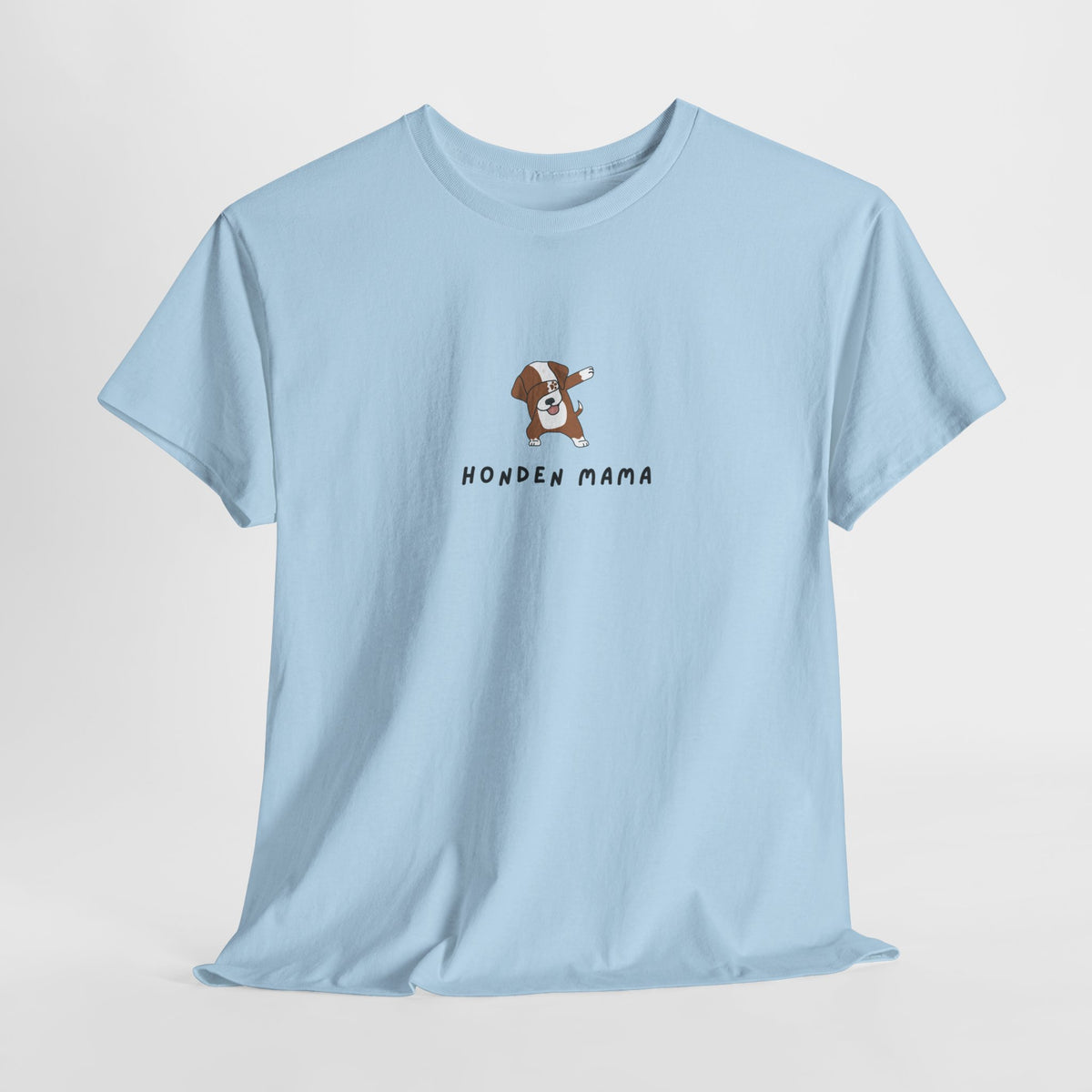 Lichtblauwe oversized T-shirt met ronde hals en borstprint 'Honden Mama' hondenfiguur