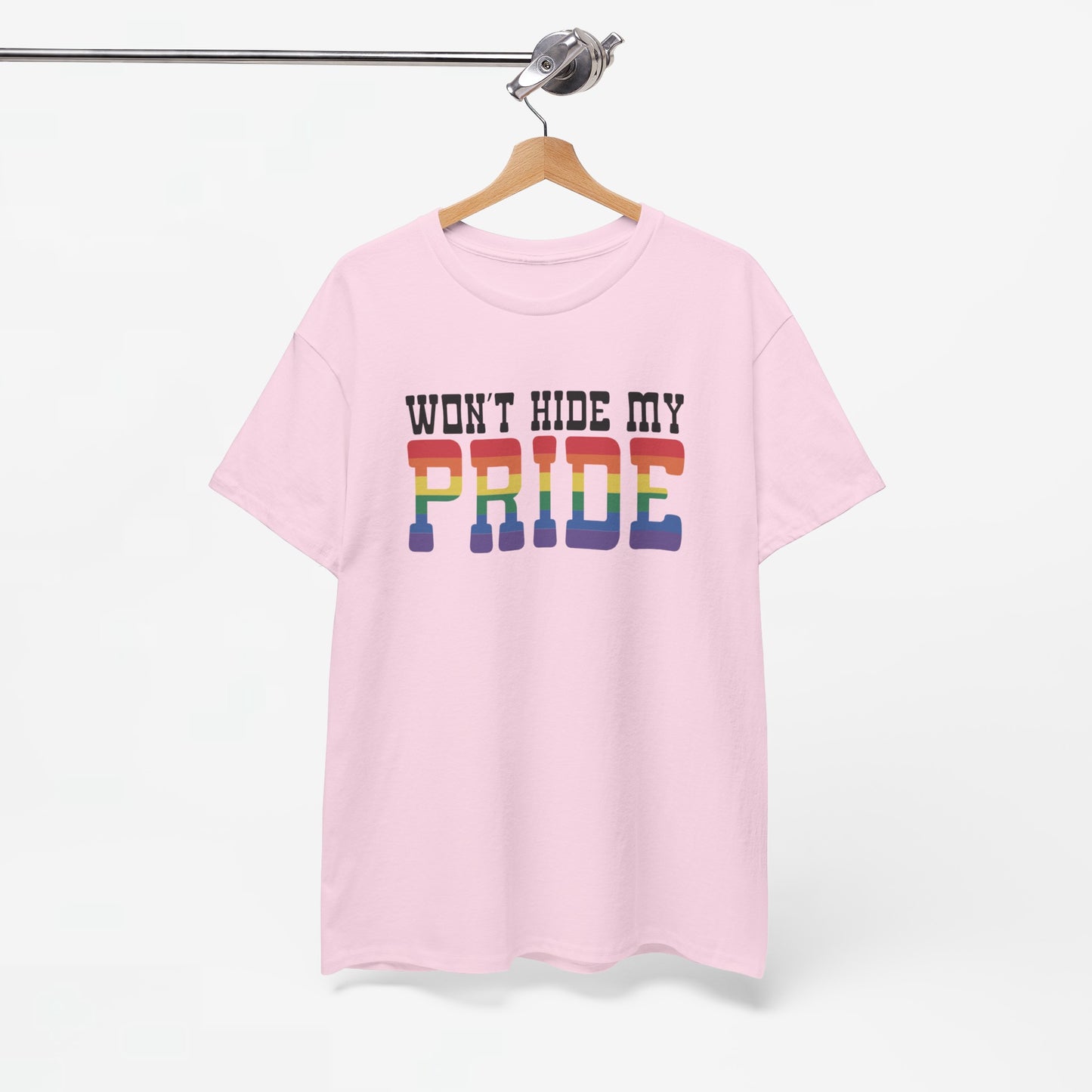 Gay Pride T-shirt - Won't Hide My Pride (zwarte tekst) - Oversized #27