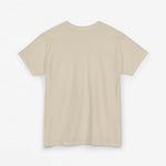 Zandkleurige t-shirt achterkant, effen zonder opdruk
