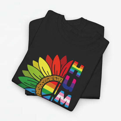 Gay Pride T-shirt - Regenboog Human (witte tekst) - Oversized #4