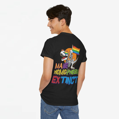 Gay Pride T-shirt -  Make Homophobia Extinct - Back Print - Oversized Tee