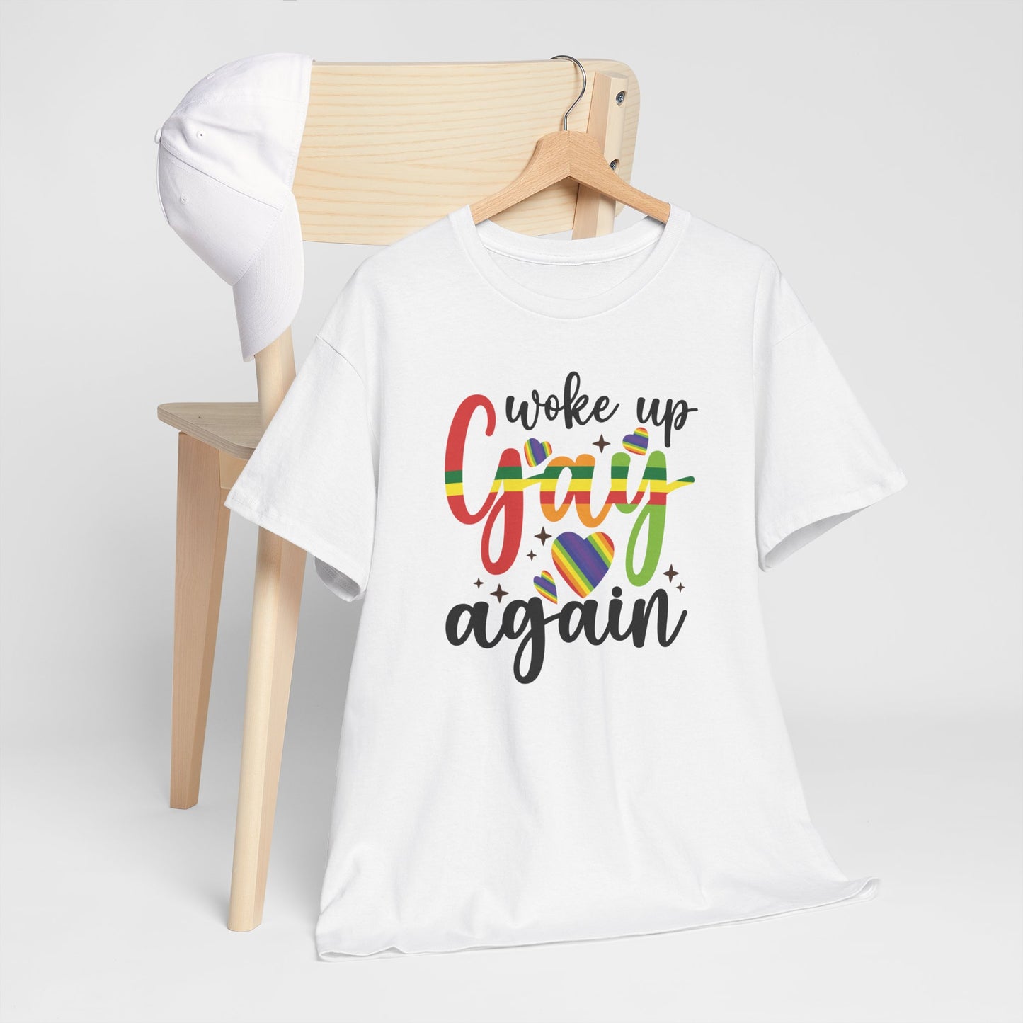 Gay Pride T-shirt - Woke Up Gay Again - Oversized #6