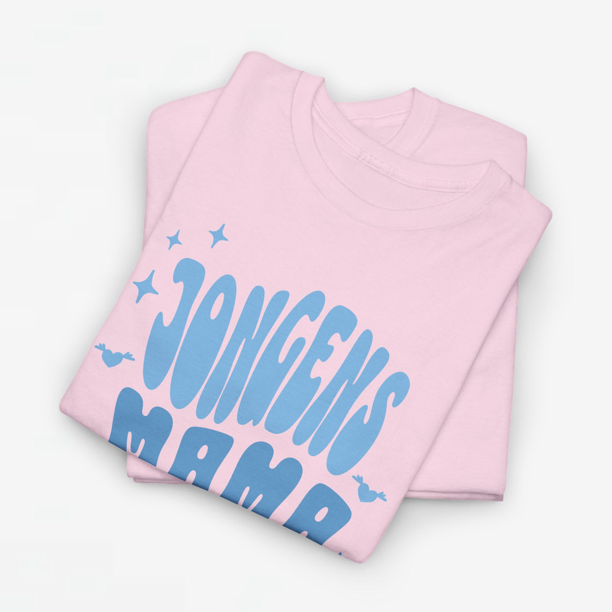 Lichtroze oversized jongens-T-shirt met opdruk 'JONGENS MAMA' en sterren