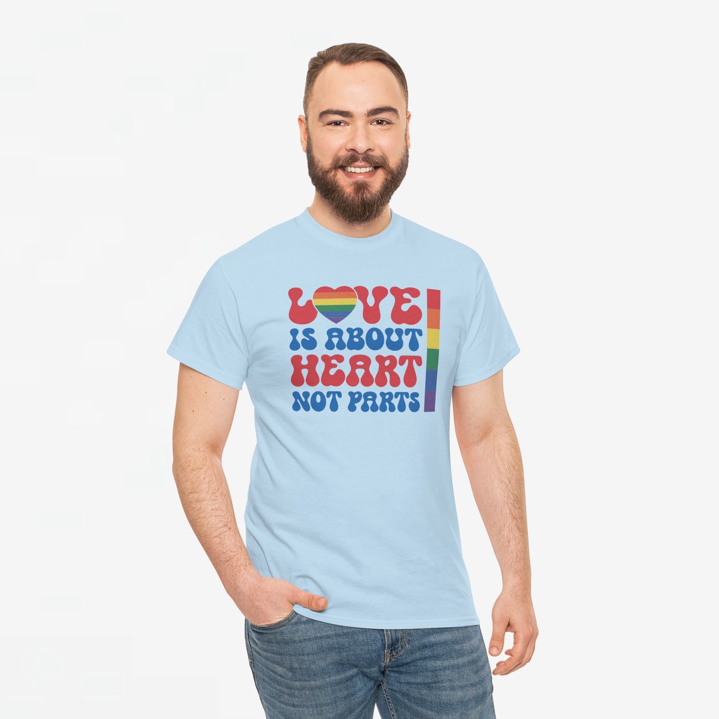 Gay Pride T-shirt - Love is about heart, not parts - Oversized #31