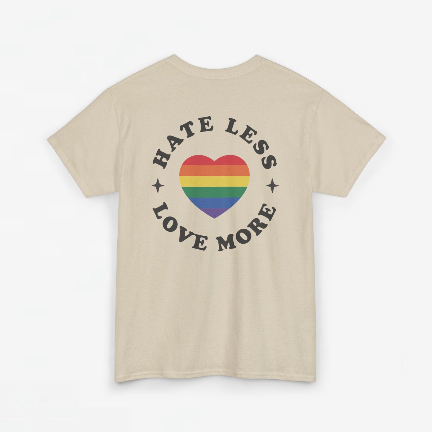 Gay Pride T-shirt - Hate Less Love More - Back Print - Oversized #13