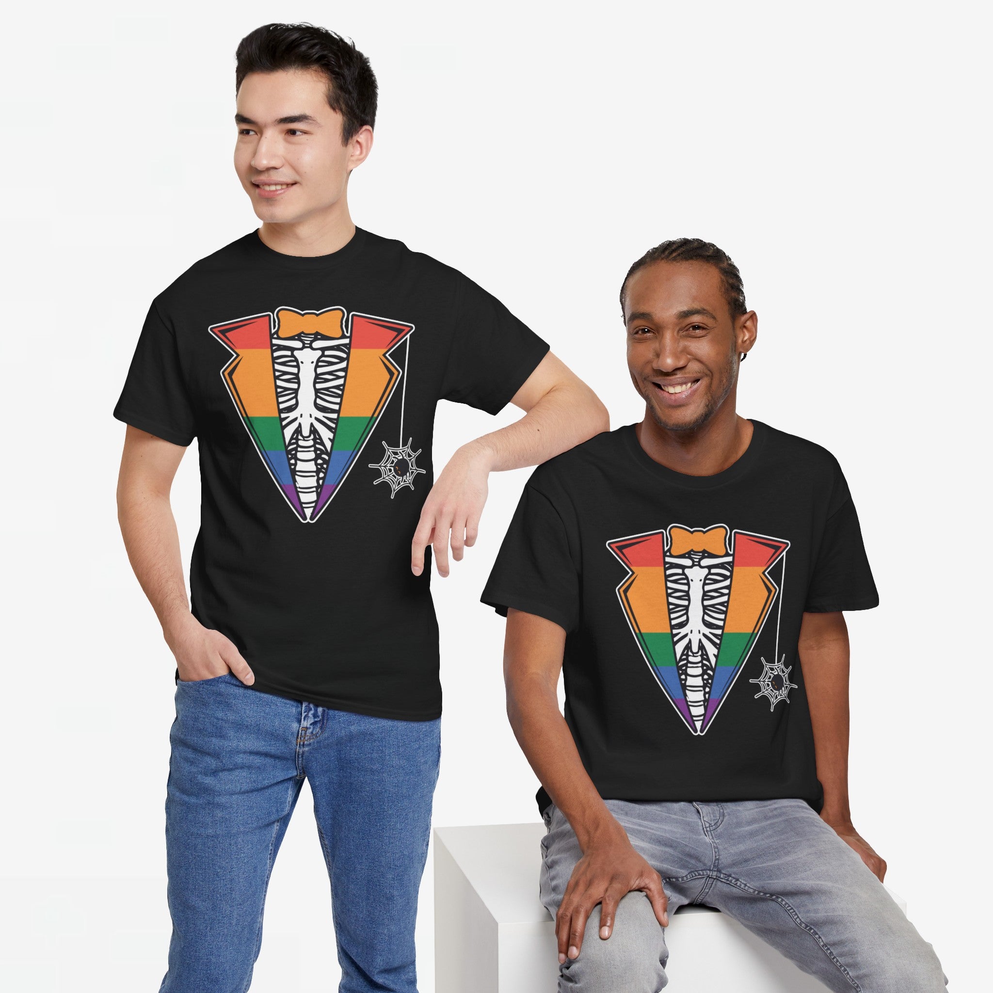 Gay Pride T-shirt - Skelet Regenboog Suit - Oversized #72