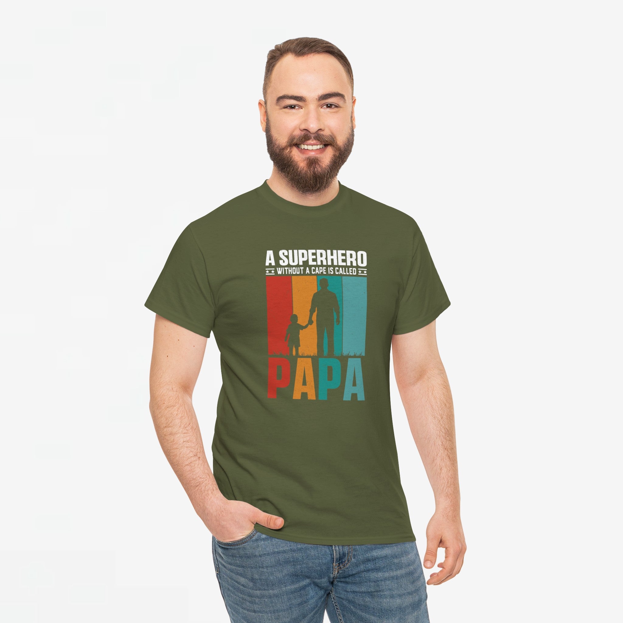 Vaderdag Papa Cadeau - T-shirt - A Superhero without a cape is called PAPA - Oversized #24