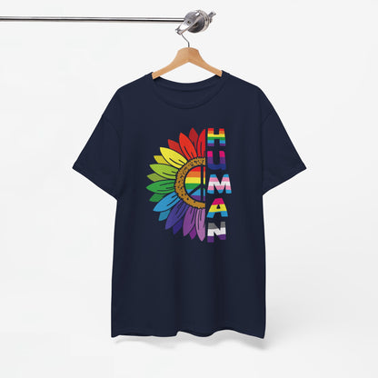 Gay Pride T-shirt - Regenboog Human (witte tekst) - Oversized #4