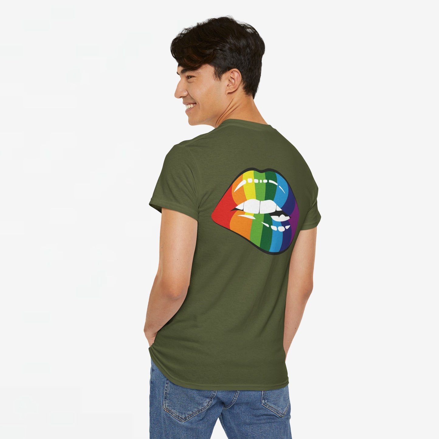 Gay Pride T-shirt - Regenboog Lippen- Back Print - Oversized #35