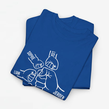 Gepersonaliseerde Vaderdag Papa Cadeau - T-shirt - Fist Bump Papa met namen