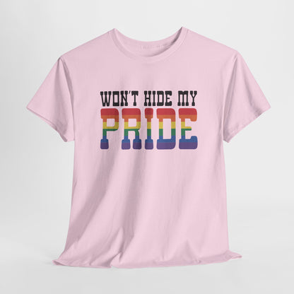 Gay Pride T-shirt - Won't Hide My Pride (zwarte tekst) - Oversized #27