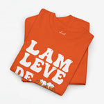 Heren oversized T-shirt oranje met witte tekstprint “LAM LEVE DE KONING”