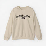 Beige trui met ronde hals en politie-agent print op de borst