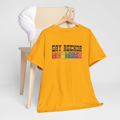 Gay Pride T-shirt - Gay Agenda (zwarte tekst) - Oversized #18