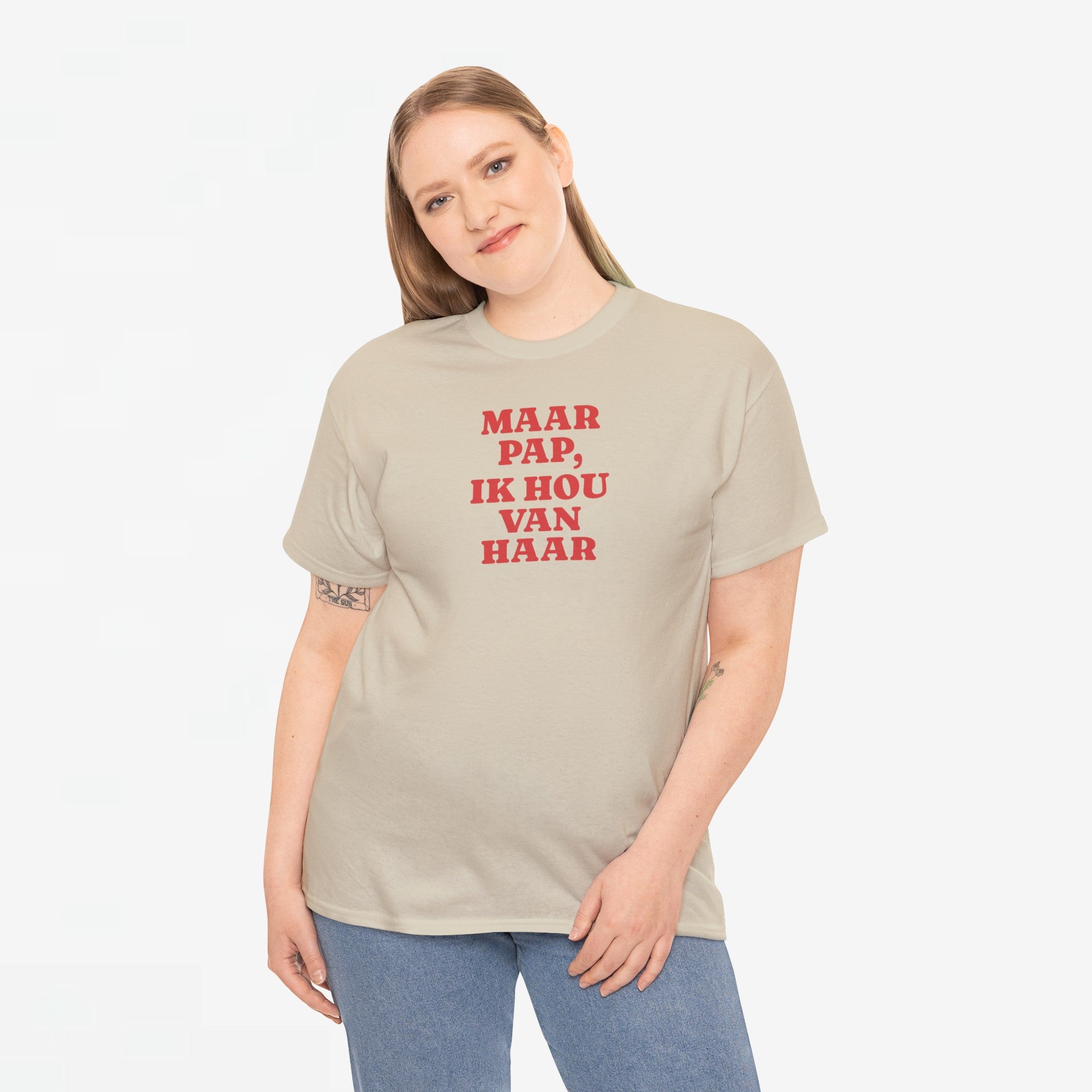 Gay Pride T-shirt -  Maar Pap, Ik Hou Van Haar - Oversized Tee
