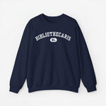 Navyblauwe trui met ronde hals en print 'BIBLIOTHECARIS NL' op de borst