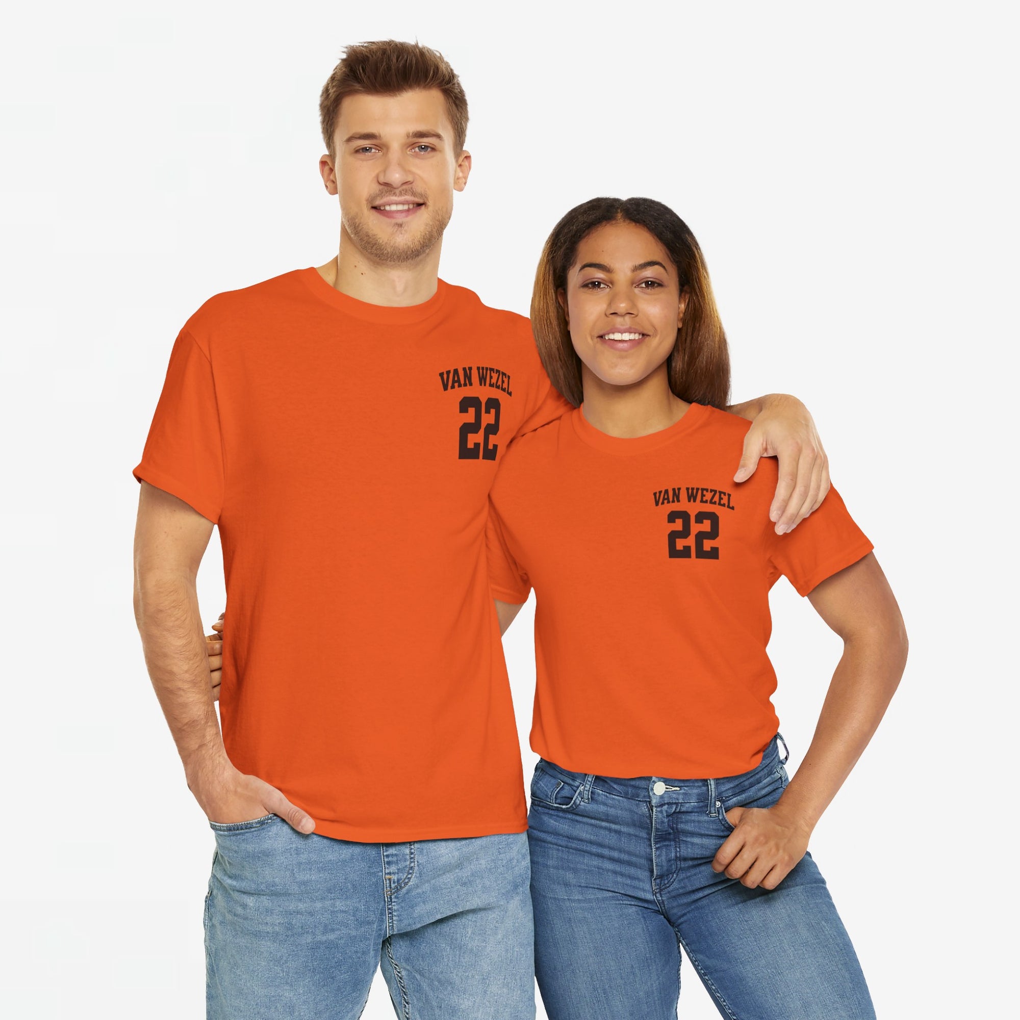Oranje T-shirt voor EK, WK en Koningsdag - Personaliseer met Naam & Rugnummer (zwarte tekst)