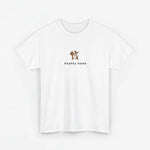 Wit oversized t-shirt met borstprint, ronde hals en korte mouwen
