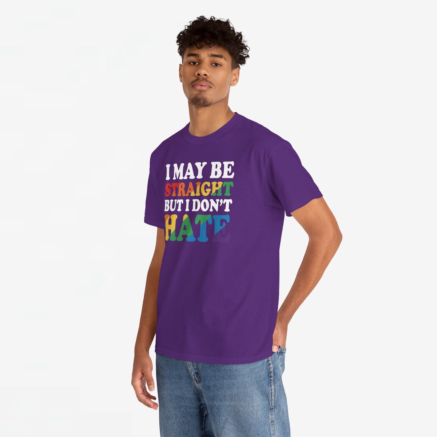 Gay Pride Support T-shirt - I may be straight but I don't hate - Oversized #8