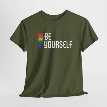 Gay Pride T-shirt - Be Yourself (witte tekst) - Oversized #24