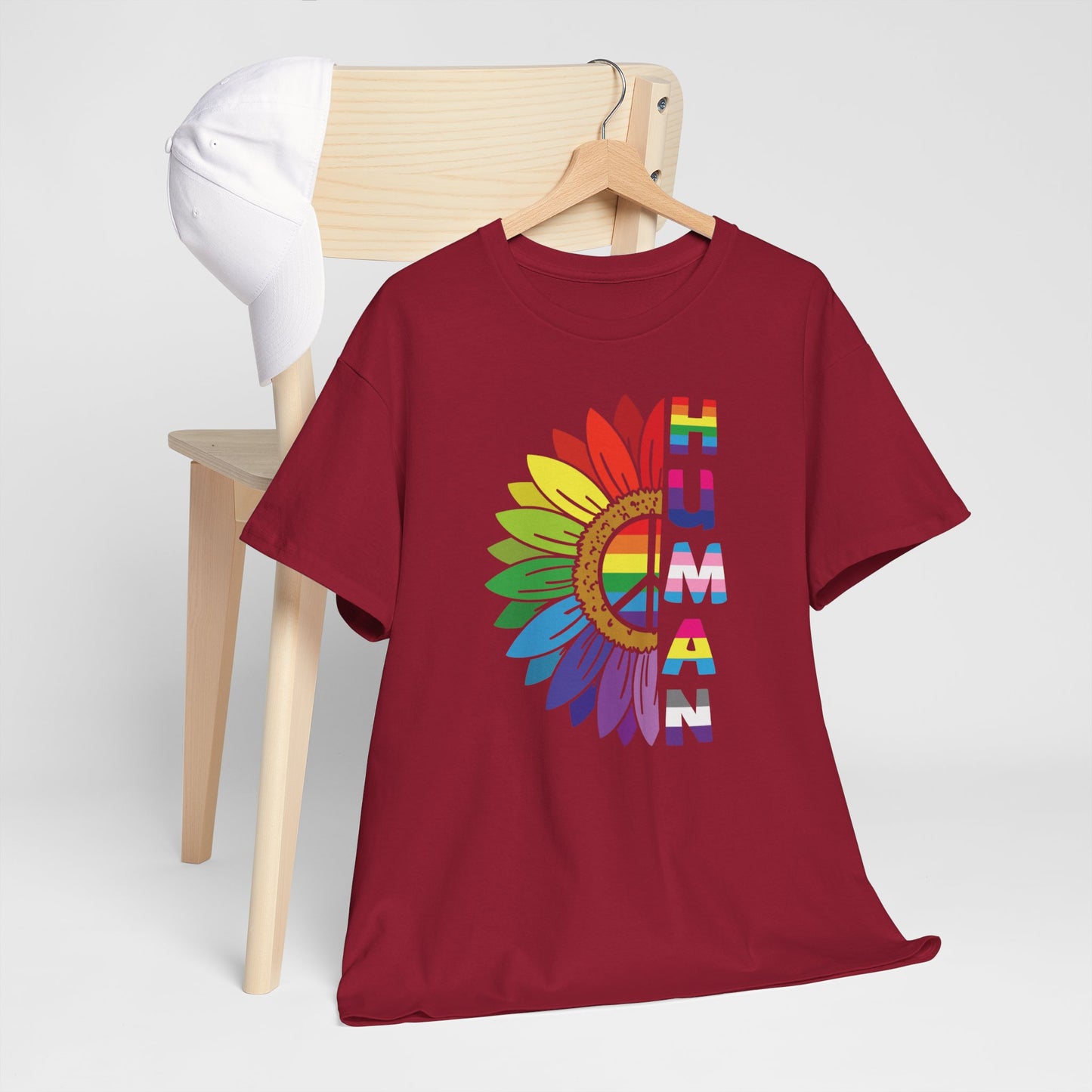 Gay Pride T-shirt - Regenboog Human (witte tekst) - Oversized #4