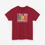 Bordeauxrode oversized t-shirt met borstprint “I Tell Dad” en “Periodically”