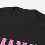 Zwarte T-shirt-hals met ronde boord en roze 'MAMA'-print