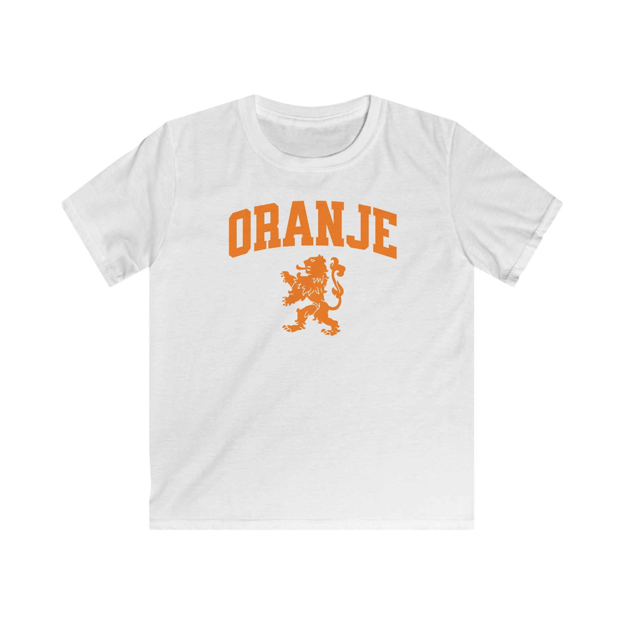 Kind Voetbal T-shirt - EK, WK en Koningsdag Kinderkleding - ORANJE met Leeuw