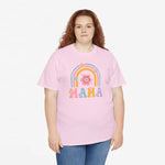 Roze oversize T-shirt met regenboog- en bloemprint en 'MAMA' op de borst