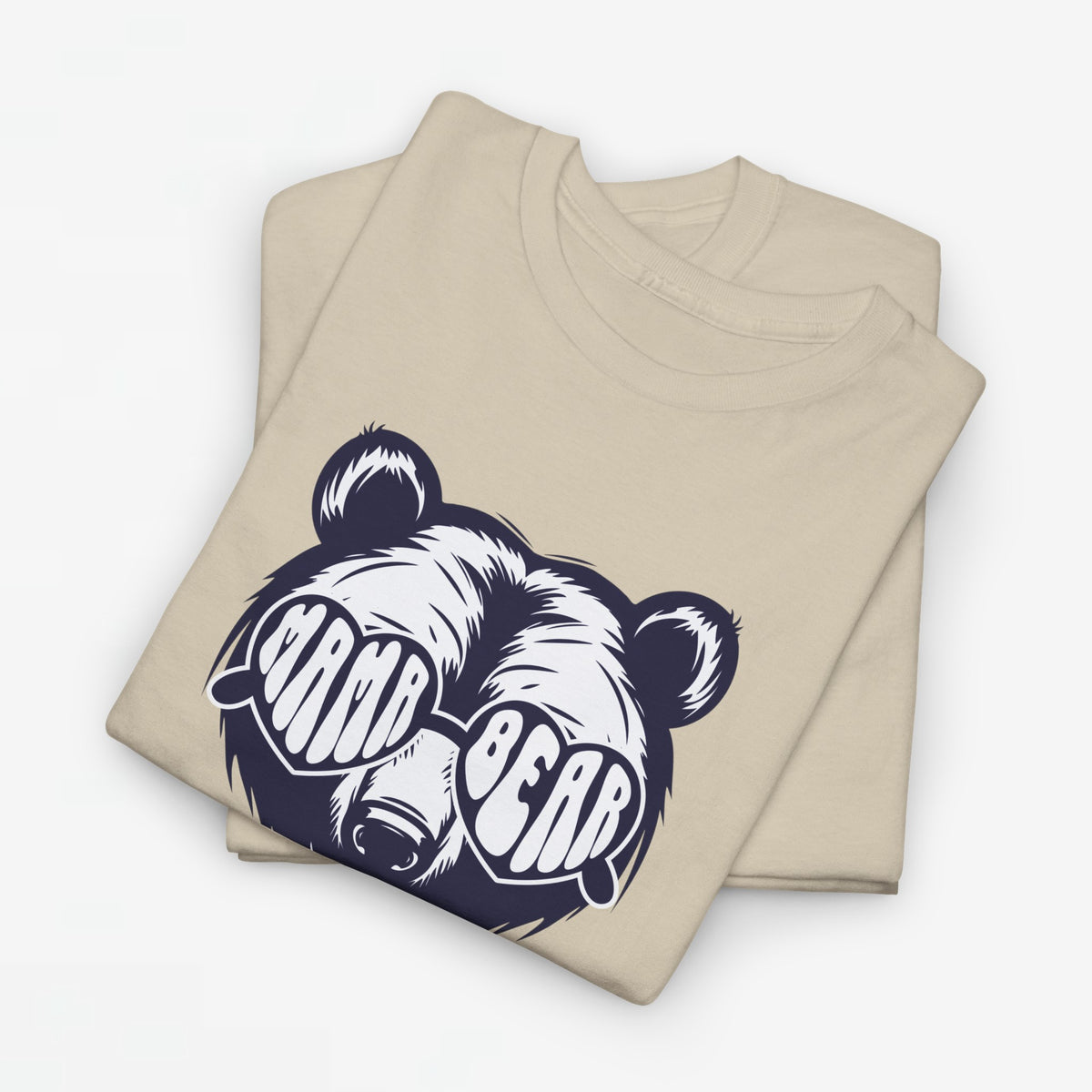 Zandkleurige oversized t-shirt met grote beer-illustratie op de borst