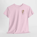 Roze T-shirt met kleine bloemetjesprint op de borst