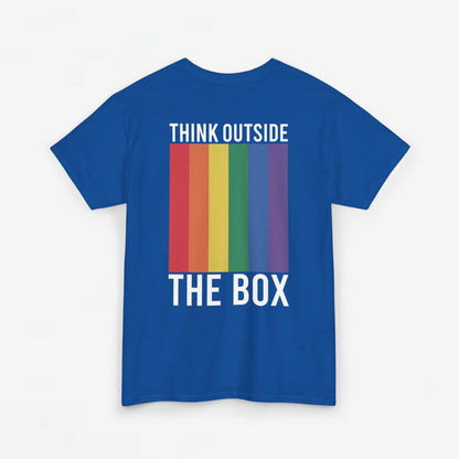 Gay Pride T-shirt - Think Outside The Box (witte tekst) - Back Print - Oversized #28