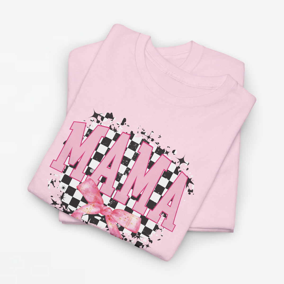 Roze oversized T-shirt met ronde hals en MAMA-print met strik en confetti-effect