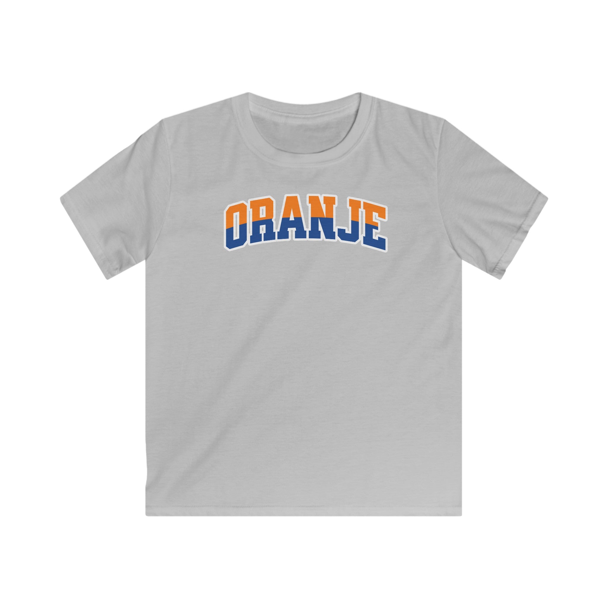 Kind Voetbal T-shirt - EK, WK en Koningsdag Kinderkleding - ORANJE - oranje en blauwe tekst
