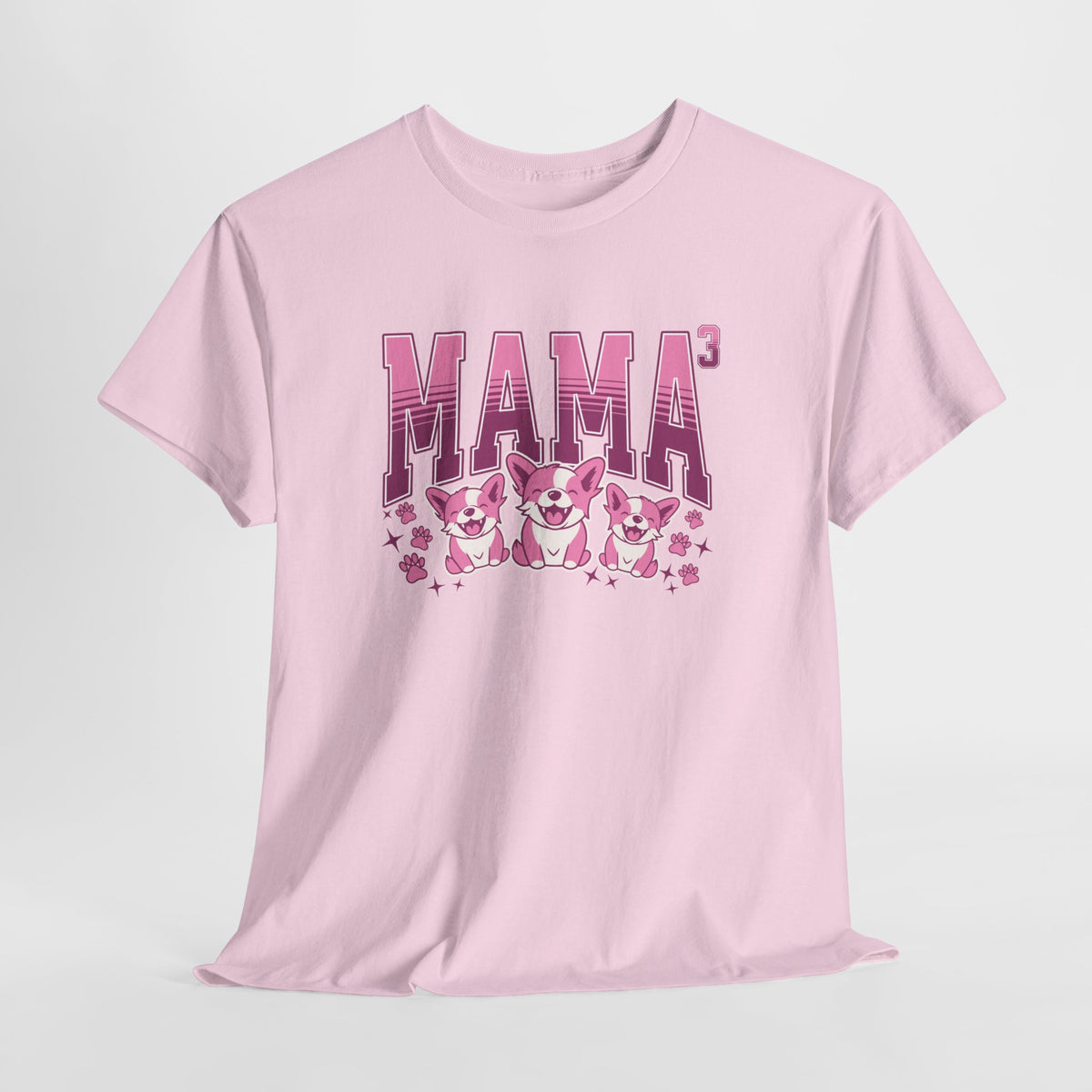 Roze T-shirt met grote 'MAMA' print en illustraties, ronde hals