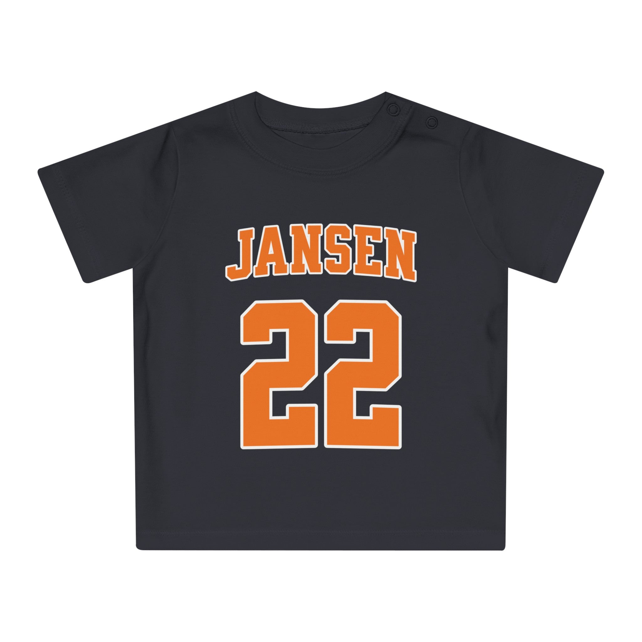 Baby T-shirt voor EK, WK en Koningsdag - Personaliseer met Naam & Rugnummer (Voorkant)